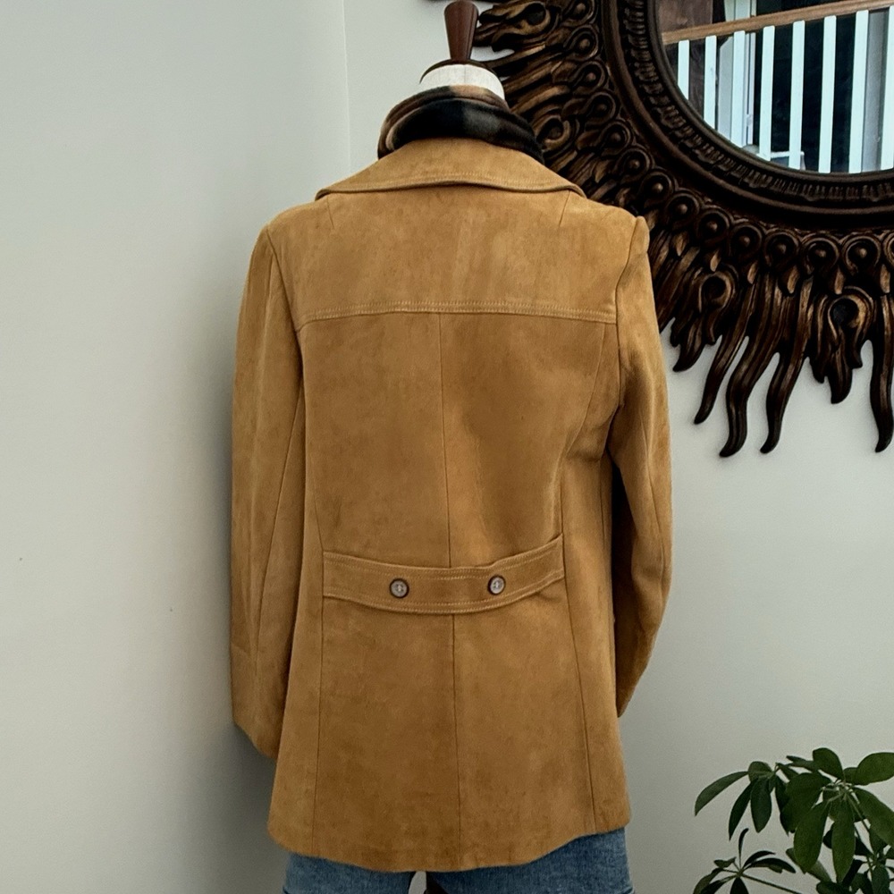 Vintage New England Sportswear Suede Leather Jacket Women's 10 Tan Coat F/W - Picture 3 of 10